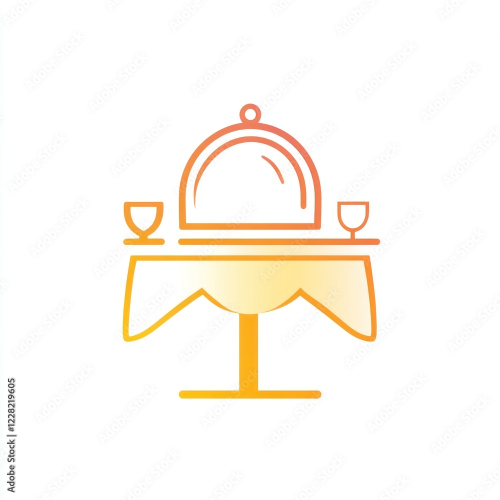 Fototapeta premium Elegant restaurant table setting, cloche, glasses. Menu design