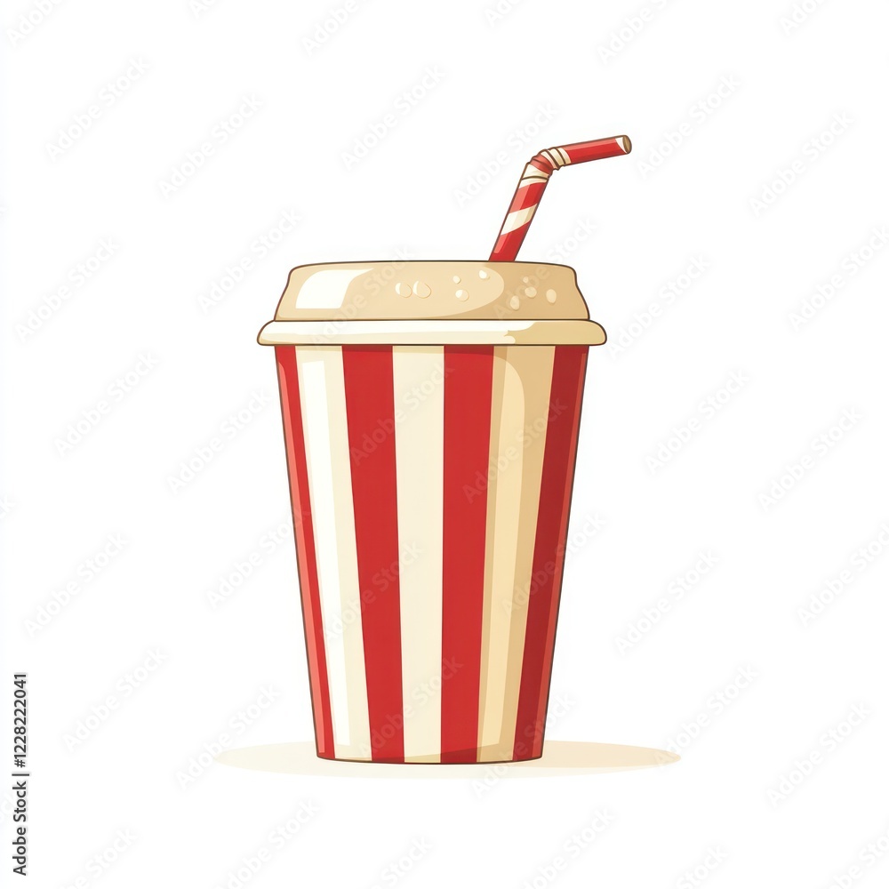 Soda cup with straw, white background, refreshing drink, menu design Soda cup with straw, white background, refreshing drink, menu design