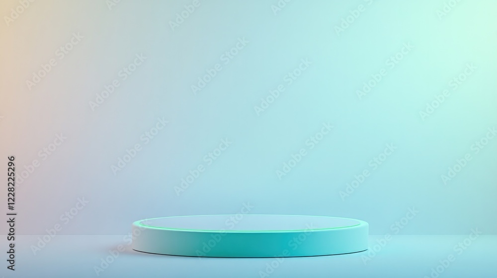 Minimalist platform with soft gradient backdrop creates serene a Minimalist platform with soft gradient backdrop creates serene a