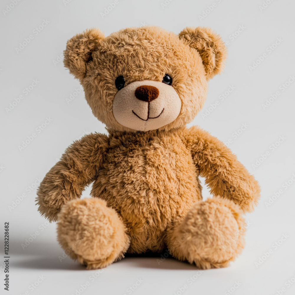 Fototapeta premium Soft and cuddly brown teddy bear isolated on a white background, perfect for childhood memories.