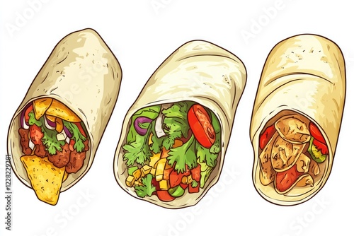 Delicious Burritos Wrapped in Flavorful Tortillas - A Fusion of American and Mexican Style Cuisine photo