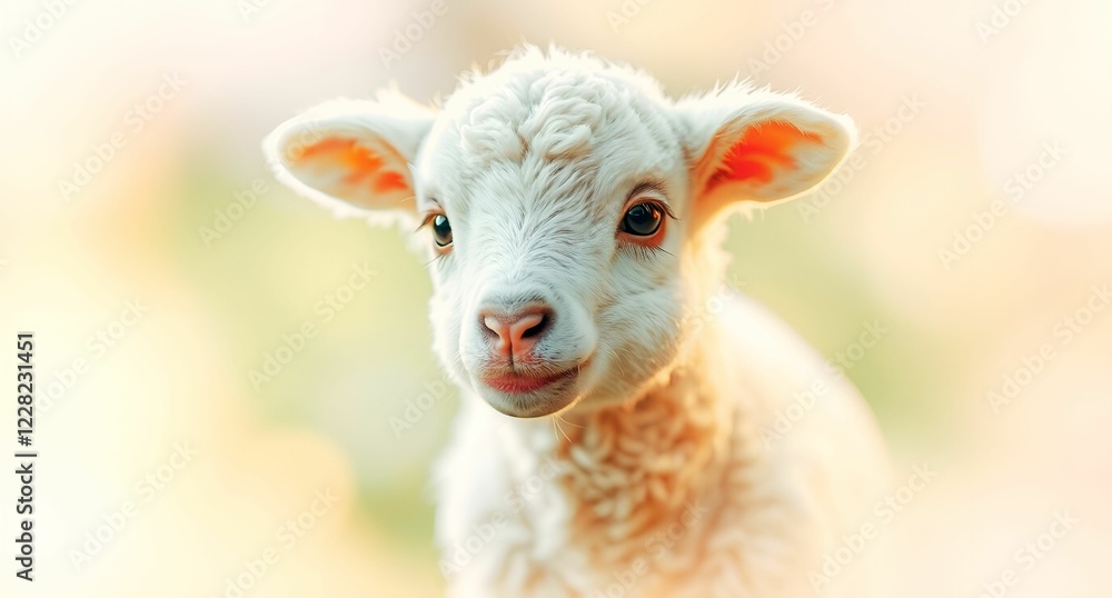 Obraz premium cute lamb with green background