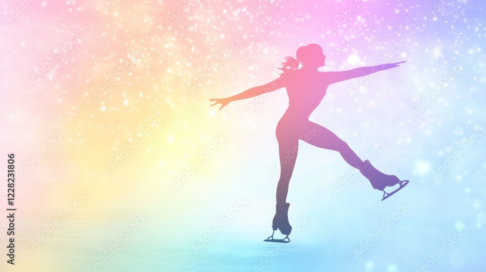 Beautiful female skating on ice surface. Beautiful female skating on ice surface.