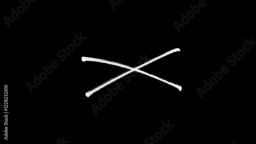 Rough handwritten black X - Incorrect answers, batten, cross mark Animation, Alpha channel, transparent background. 4K resolution