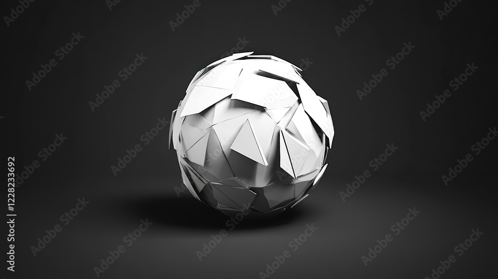 Fototapeta premium Abstract white fragmented sphere on dark background.