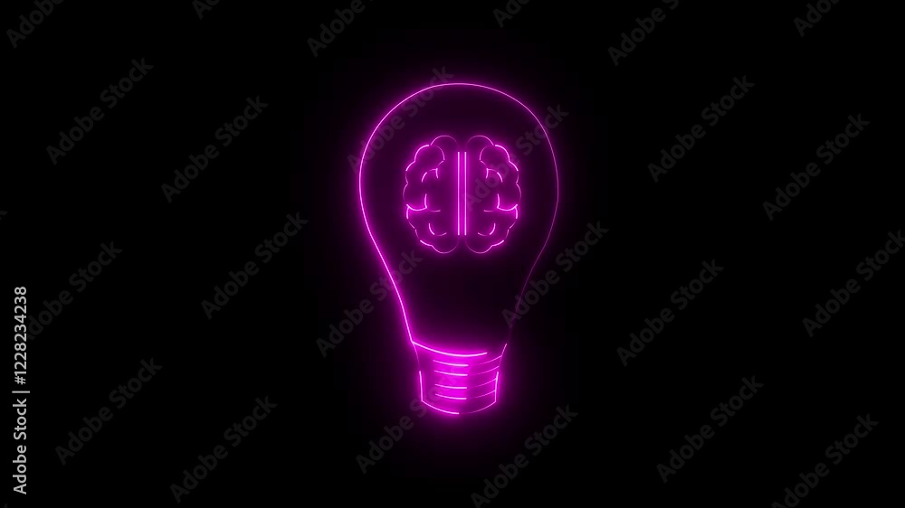 A glowing lightbulb that have a glowing human brain inside. Symbol for creative and thinking idea concept. The human brain combined with an electric light bulb A glowing lightbulb that have a glowing human brain inside. Symbol for creative and thinking idea concept. The human brain combined with an electric light bulb