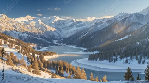 stunning panorama picturesque Sierra Nevada snow resort in the south of Spain

