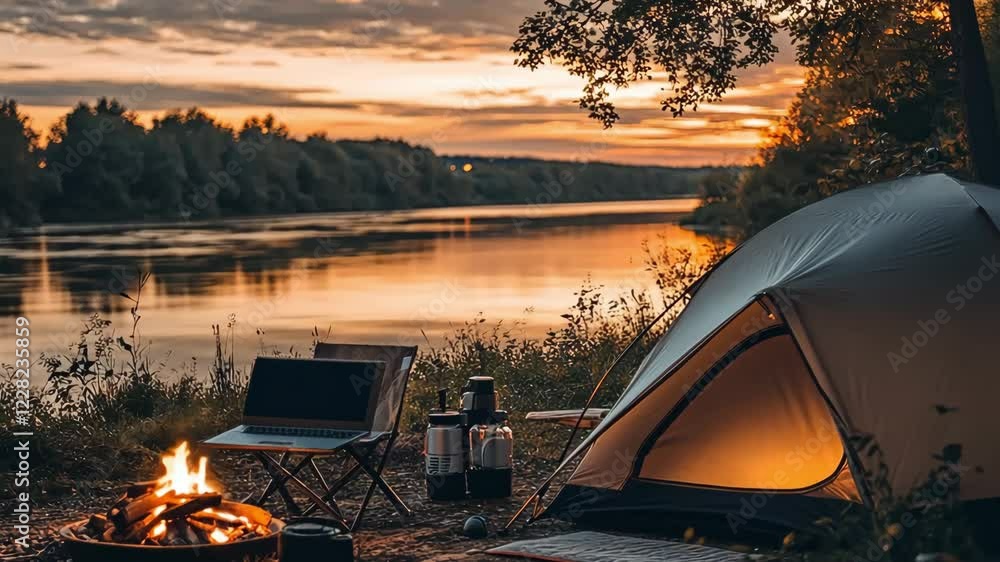 custom made wallpaper toronto digitalCapturing the perfect sunset by the river with a cozy campfire and relaxing moments