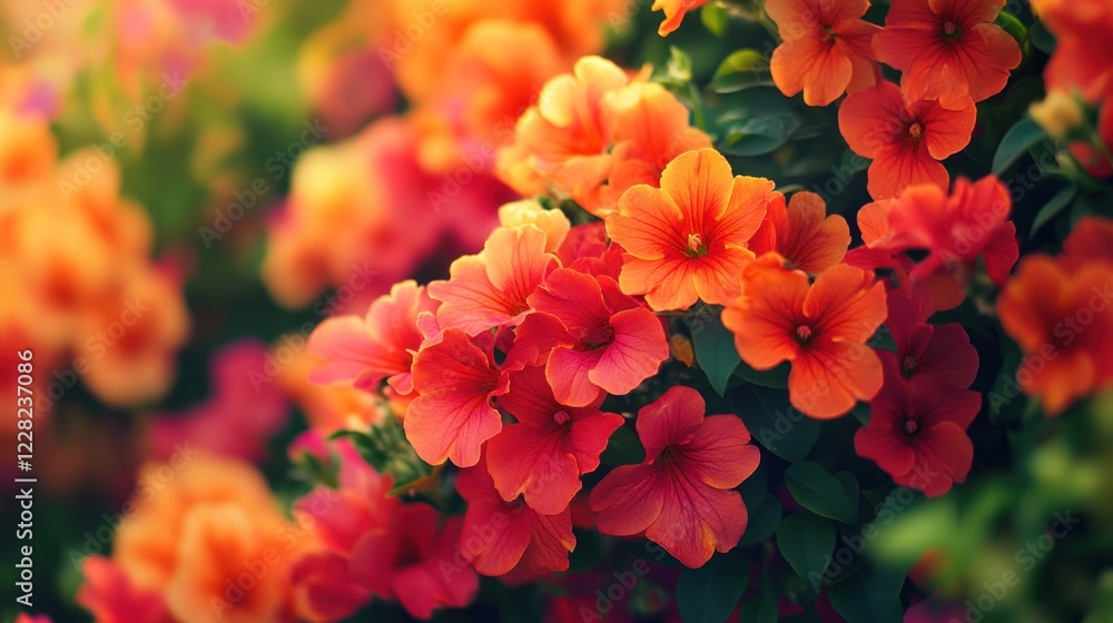 Vibrant Orange Flowers Blooming in Lush Garden Vibrant Orange Flowers Blooming in Lush Garden