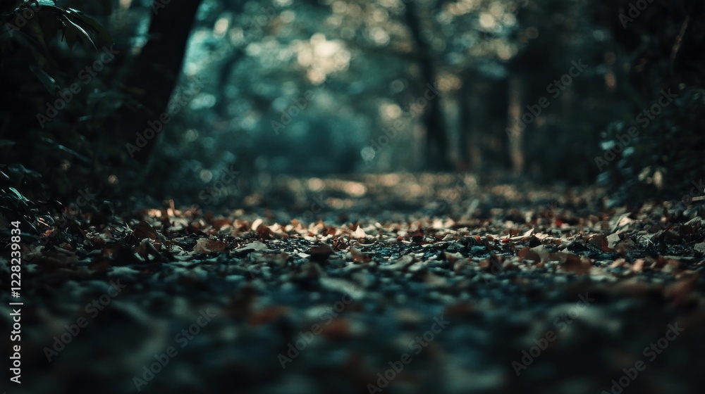 Autumn Leaves on Forest Path Deep Woods Autumn Leaves on Forest Path Deep Woods