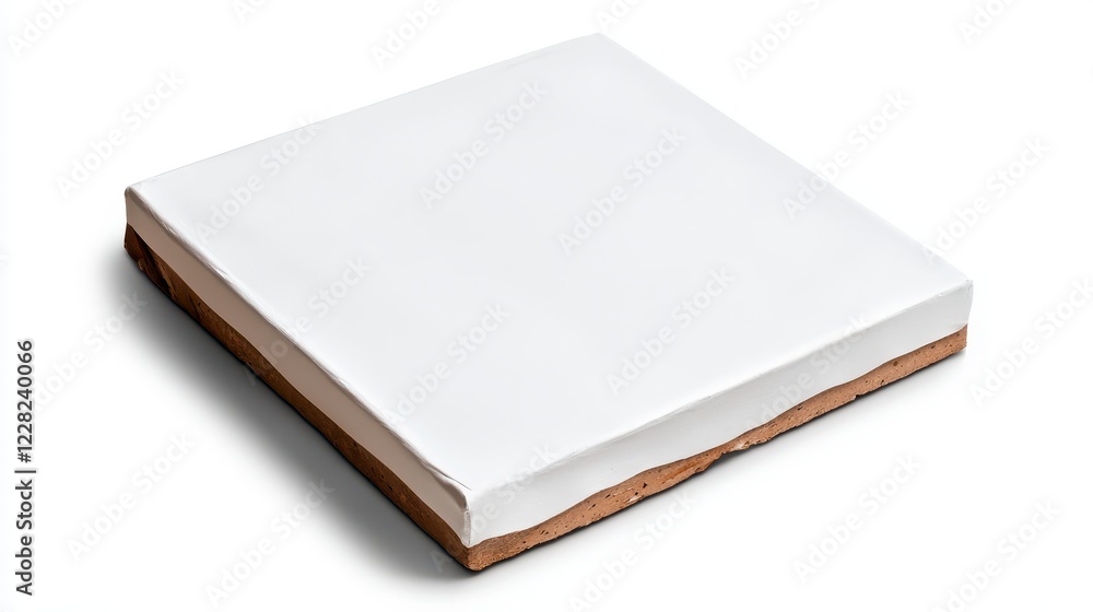 White Square Ceramic Tile With Textured Edge On White Background