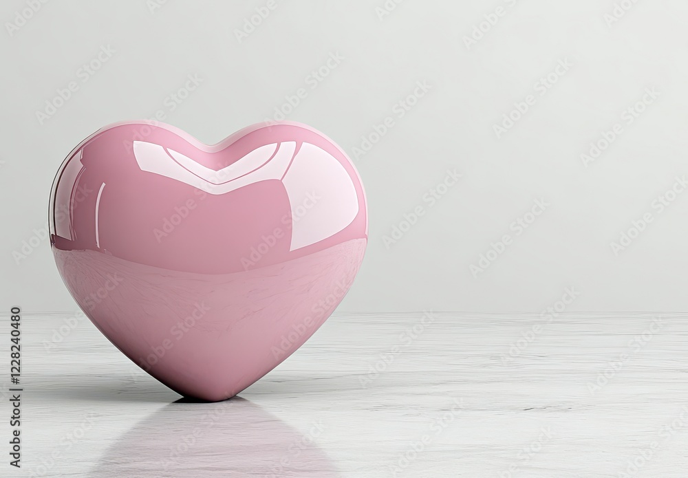 Pink Glossy Heart On Gray Textured Surface 3D Render Pink Glossy Heart On Gray Textured Surface 3D Render