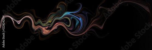Intricate swirling colors in soap bubble on black background, vibrant hues, isolated object, colorful liquid