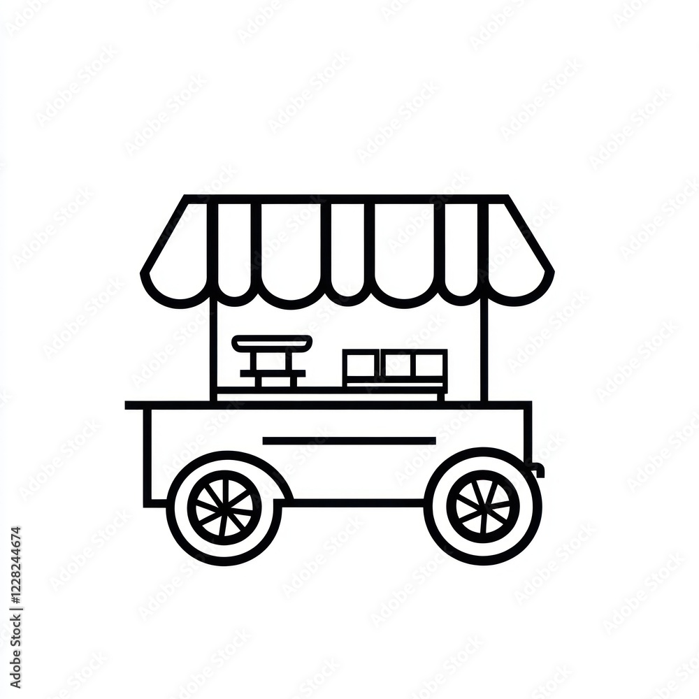 Obraz premium Street food cart, market, city, selling snacks, summer