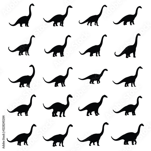 Diploids brontosaurus dinosaur vector silhouette.Spinosaurus Silhouette Collection