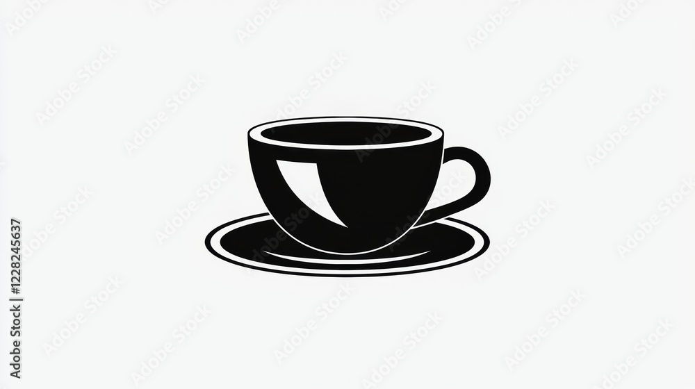 Minimalist black coffee cup with saucer on a simple background for modern design Minimalist black coffee cup with saucer on a simple background for modern design