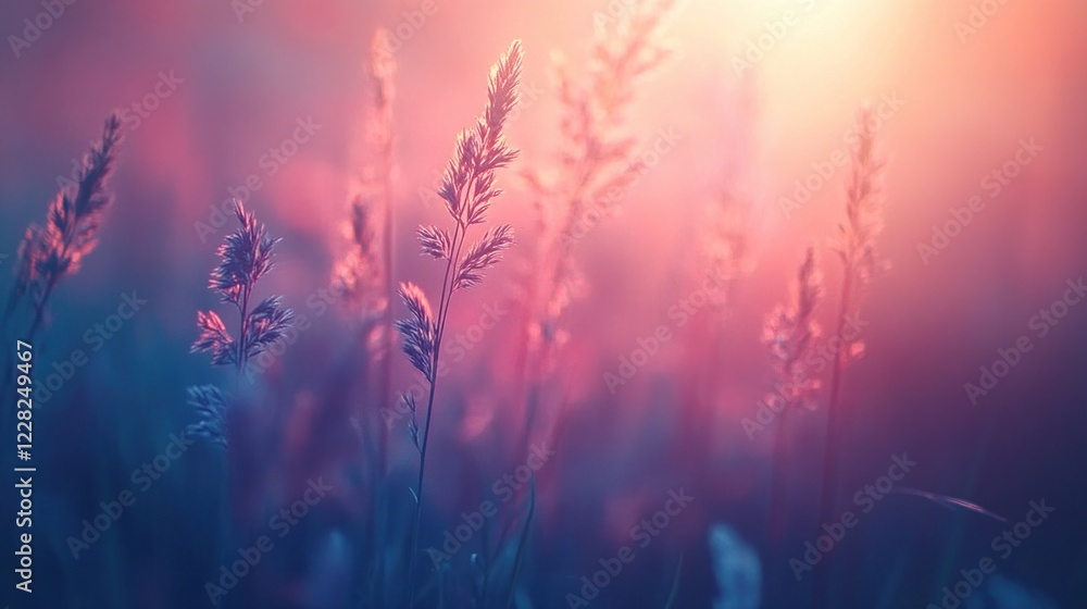 Sunset Grass Illuminated By Golden Hour Light Sunset Grass Illuminated By Golden Hour Light