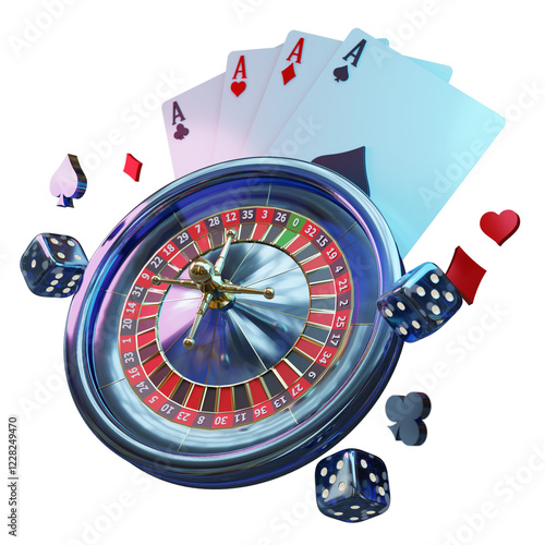 composition of roullette dice casino chips and cards