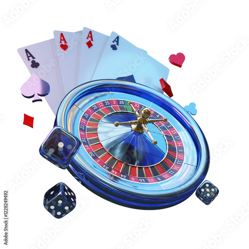 composition of roullette dice casino chips and cards