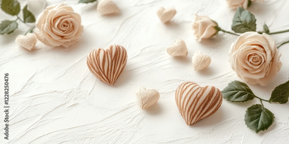 A delightful scattering of tiny hearts and blossoms dances across a pristine white canvas, evoking the spirit of love and romance for Valentine's Day. A delightful scattering of tiny hearts and blossoms dances across a pristine white canvas, evoking the spirit of love and romance for Valentine's Day.