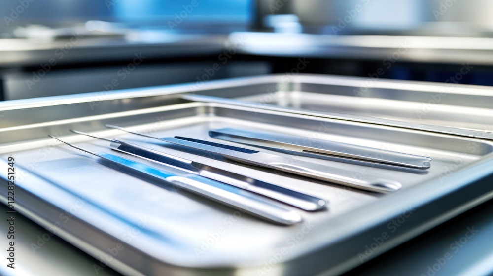 Sterile Surgical Instruments In Metal Tray Sterile Surgical Instruments In Metal Tray