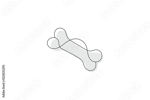 Continuous line drawing of Line art of dog bone
