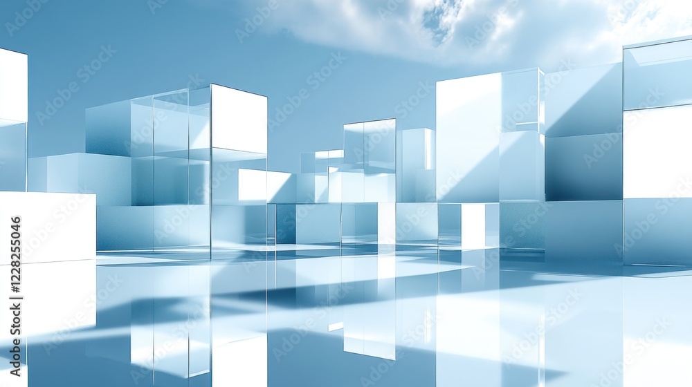Abstract Glass Cubes Modern Architectural Design Abstract Glass Cubes Modern Architectural Design