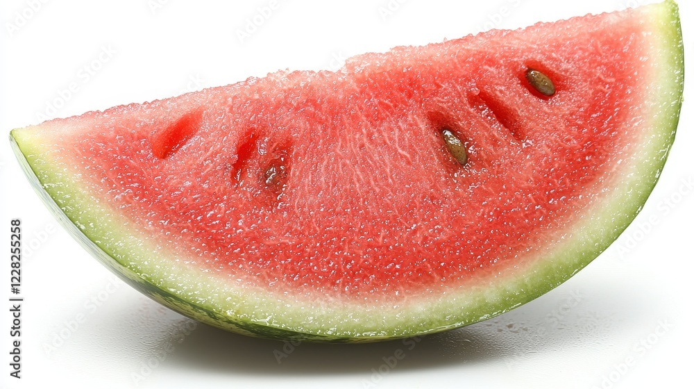 A slice of juicy watermelon showcasing its vibrant red flesh and green rind.