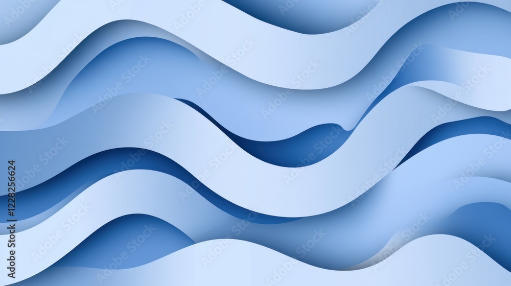 Fototapeta premium Abstract Blue Wave Papercut Design Background