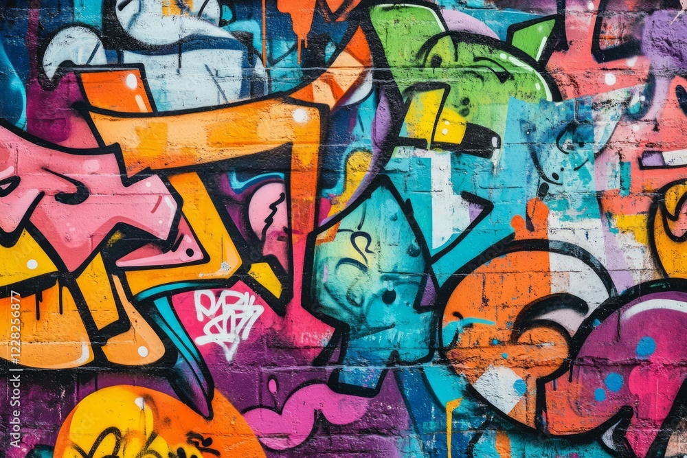 Vivid urban graffiti wall capturing street art energy. Neural network AI generated