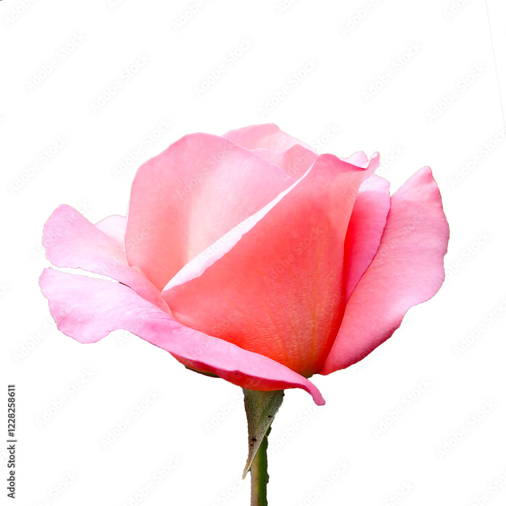 Fototapeta premium pink rose flower isolate on white background . side view