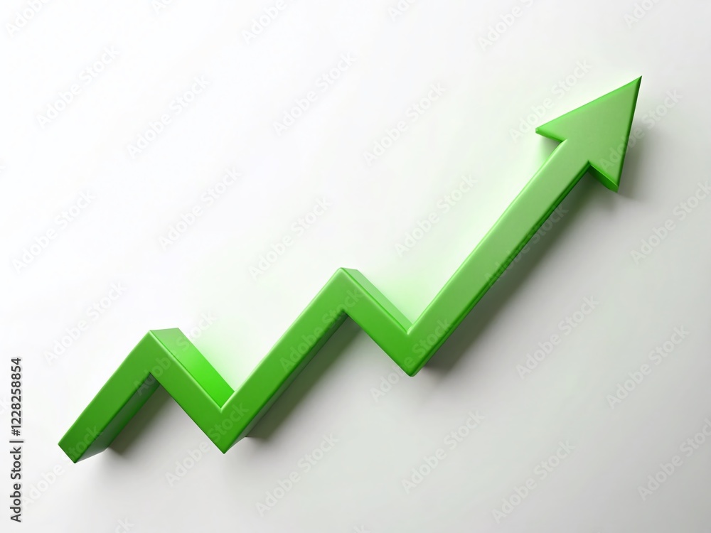 Minimalist Green Arrow Up Graph Chart on White Background - Stock Photo Minimalist Green Arrow Up Graph Chart on White Background - Stock Photo