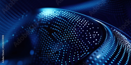 Abstract Blue Digital Wave: A mesmerizing swirl of luminous dots and flowing lines, creating a futuristic and technological aesthetic.