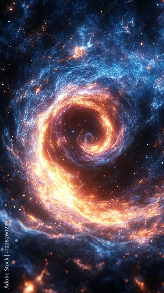 Cosmic swirl of fire and nebula gas in deep space background, phone wallpaper Cosmic swirl of fire and nebula gas in deep space background, phone wallpaper