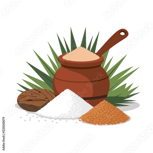 Sweet Sugar - Unrefined Brown, Cane, and White Sugar Illustration