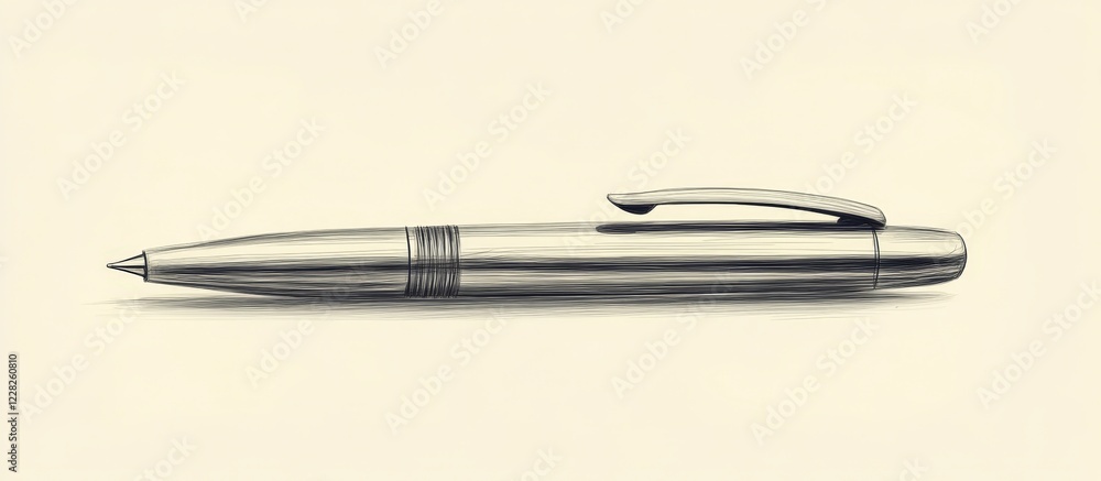 Sleek Ink Pen Drawing - Minimalist Design