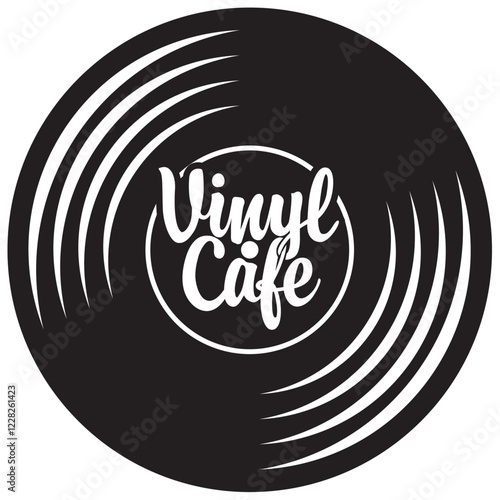Vector menu or banner for restaurant or cafe with old vinyl record on white background in retro style