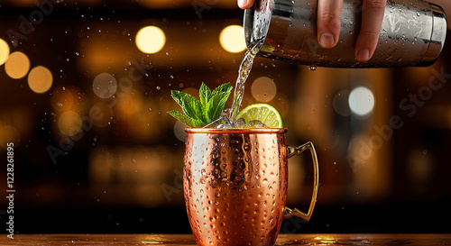 Moscow Mule on Rustic Bar Counter