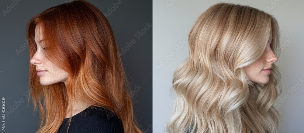 Woman's Hair Transformation: Red to Blonde, Before & After Woman's Hair Transformation: Red to Blonde, Before & After