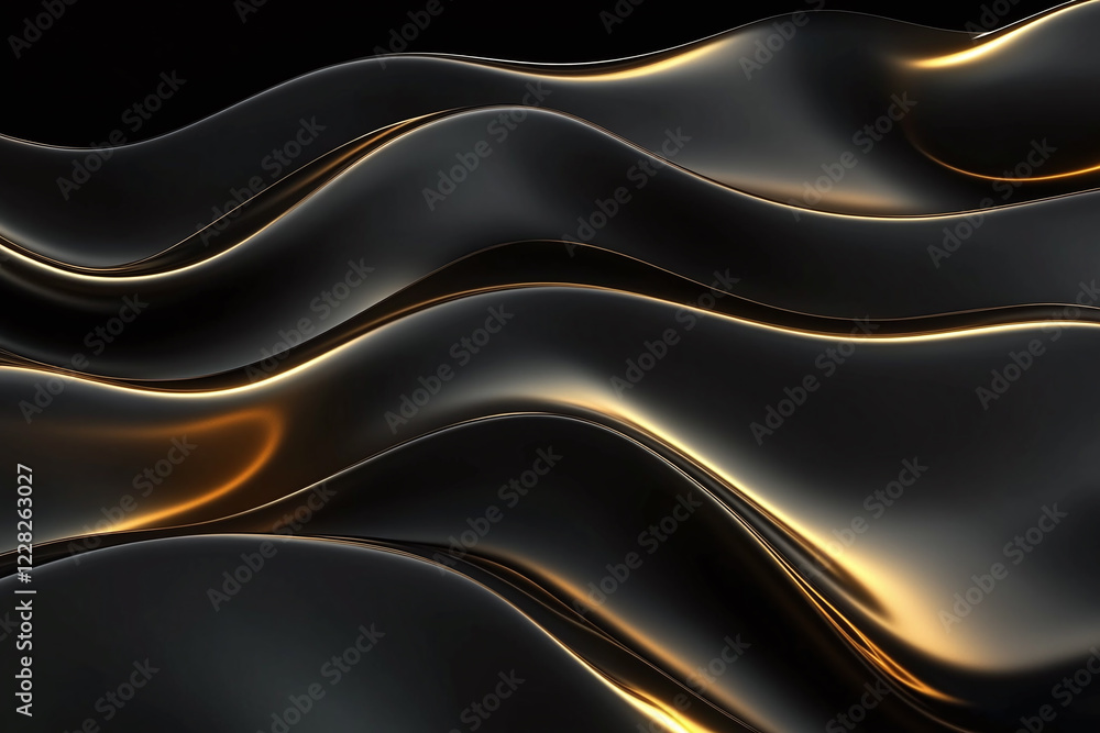 Elegant Flowing Golden Waves with Glowing Particles on a Dark Background, Abstract Futuristic Texture and Luxury Artistic Design Elegant Flowing Golden Waves with Glowing Particles on a Dark Background, Abstract Futuristic Texture and Luxury Artistic Design
