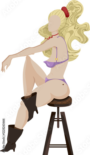 vector illustration, girl, person, bikini, blonde,  body, 