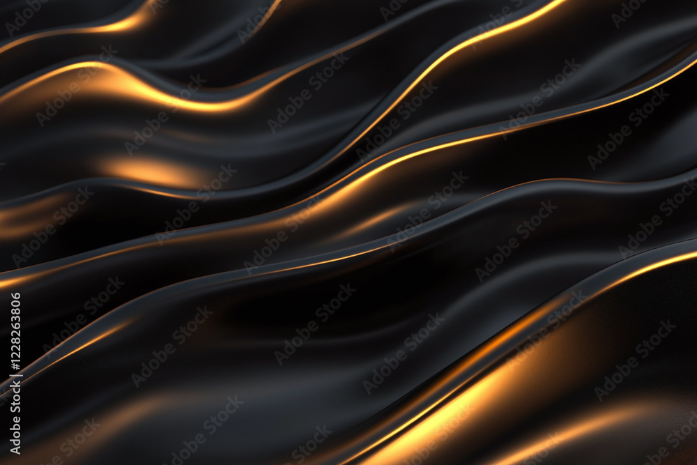 Elegant Flowing Golden Waves with Glowing Particles on a Dark Background, Abstract Futuristic Texture and Luxury Artistic Design Elegant Flowing Golden Waves with Glowing Particles on a Dark Background, Abstract Futuristic Texture and Luxury Artistic Design