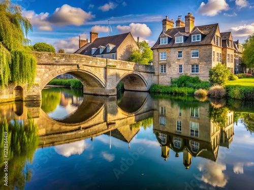 Minimalist Stamford Bridge, Lincolnshire, England: River Welland Reflection photo