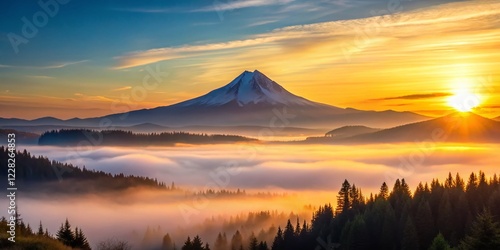 Minimalist Sunrise: Mount Hood & Sandy River Valley, Oregon photo