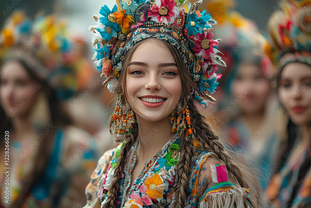A dynamic group performing traditional folk dances with vibrant costumes, capturing the essence of cultural celebration and artistic expression A dynamic group performing traditional folk dances with vibrant costumes, capturing the essence of cultural celebration and artistic expression