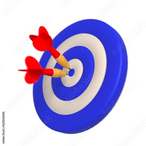 Blue White success target arrow 3d Icon