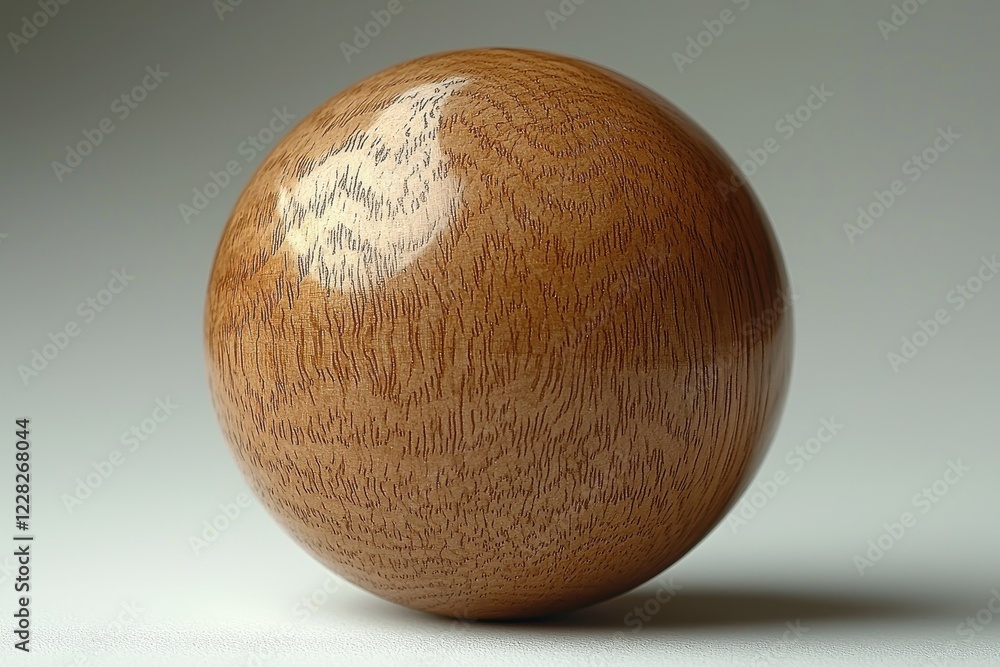 A glossy wooden sphere showcasing intricate grain patterns. A glossy wooden sphere showcasing intricate grain patterns.