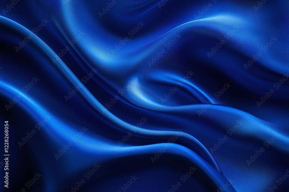 Elegant Blue Fabric with Flowing Silk Waves, Soft Drapery, and Abstract Minimalist Texture in a Luxurious Modern Design Elegant Blue Fabric with Flowing Silk Waves, Soft Drapery, and Abstract Minimalist Texture in a Luxurious Modern Design