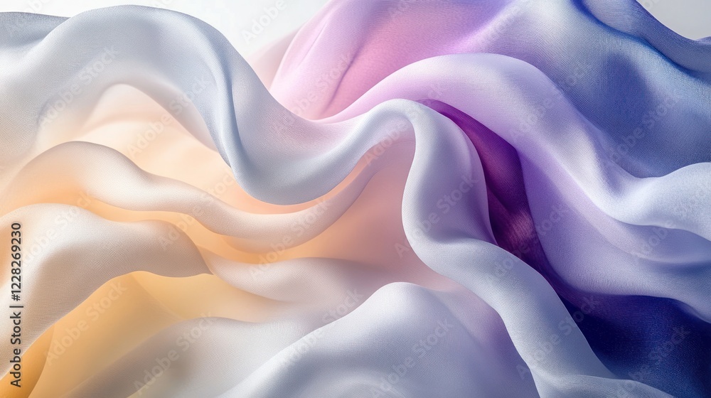 Obraz premium Pastel silk fabric drapes, studio shot, ombre, design
