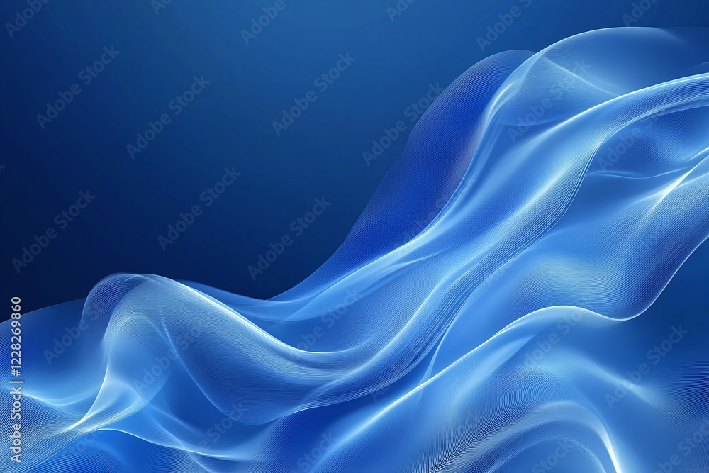 Elegant Blue Fabric with Flowing Silk Waves, Soft Drapery, and Abstract Minimalist Texture in a Luxurious Modern Design Elegant Blue Fabric with Flowing Silk Waves, Soft Drapery, and Abstract Minimalist Texture in a Luxurious Modern Design